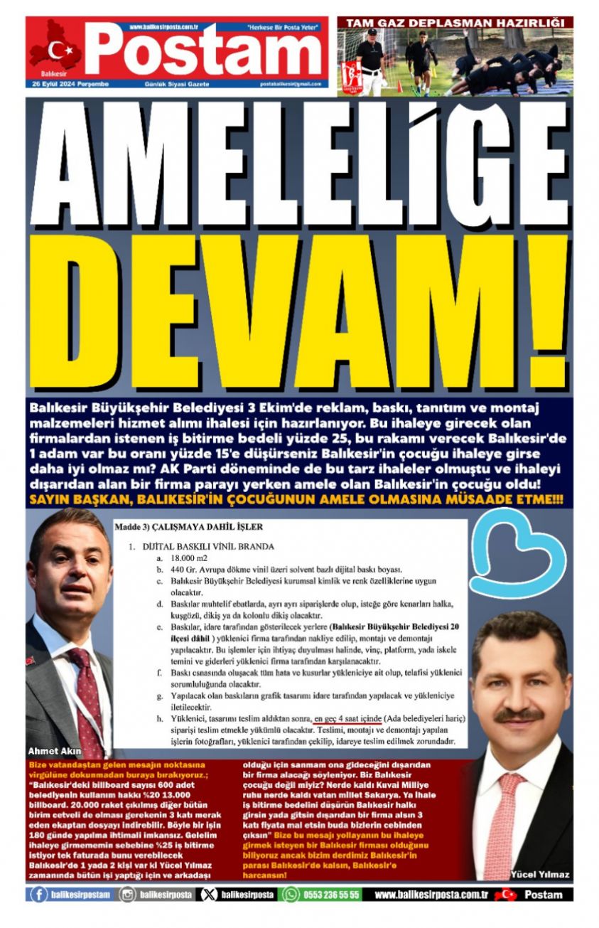 AMELELİĞE DEVAM