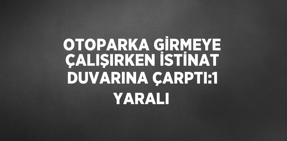 OTOPARKA GİRMEYE ÇALIŞIRKEN İSTİNAT DUVARINA ÇARPTI:1 YARALI