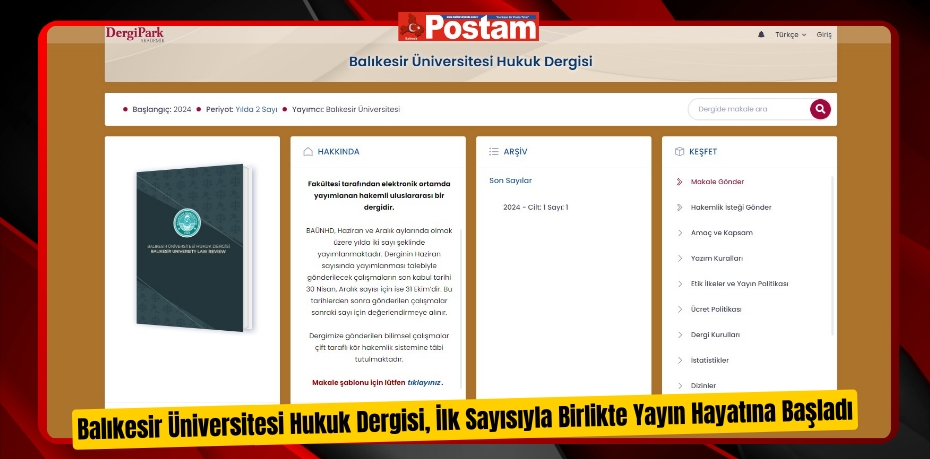 Balıkesir Üniversitesi Hukuk Dergisi, İlk Sayısıyla Birlikte Yayın Hayatına Başladı