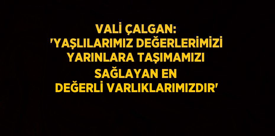 VALİ ÇALGAN: 'YAŞLILARIMIZ DEĞERLERİMİZİ YARINLARA TAŞIMAMIZI SAĞLAYAN EN DEĞERLİ VARLIKLARIMIZDIR'