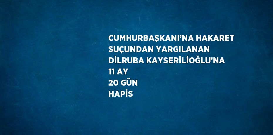 CUMHURBAŞKANI’NA HAKARET SUÇUNDAN YARGILANAN DİLRUBA KAYSERİLİOĞLU’NA 11 AY 20 GÜN HAPİS