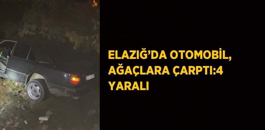 ELAZIĞ’DA OTOMOBİL, AĞAÇLARA ÇARPTI:4 YARALI