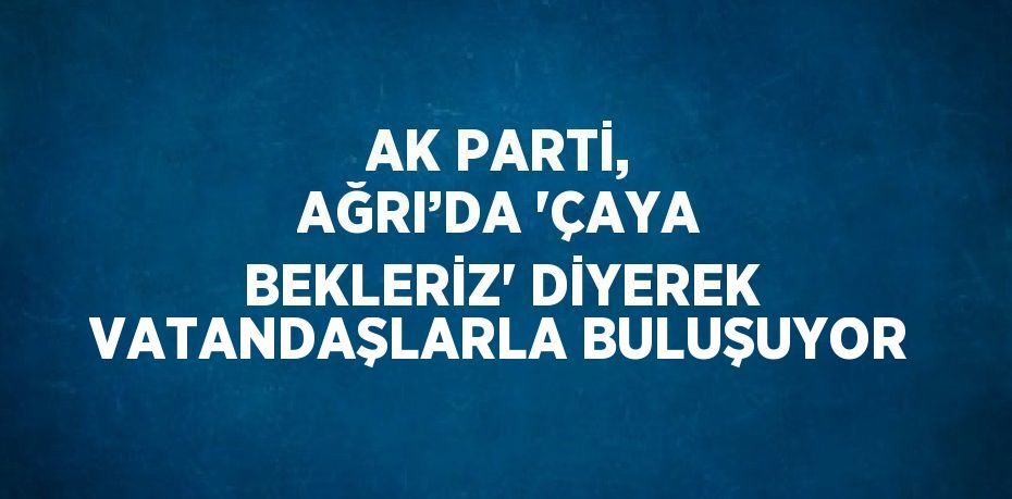 AK PARTİ, AĞRI’DA 'ÇAYA BEKLERİZ' DİYEREK VATANDAŞLARLA BULUŞUYOR