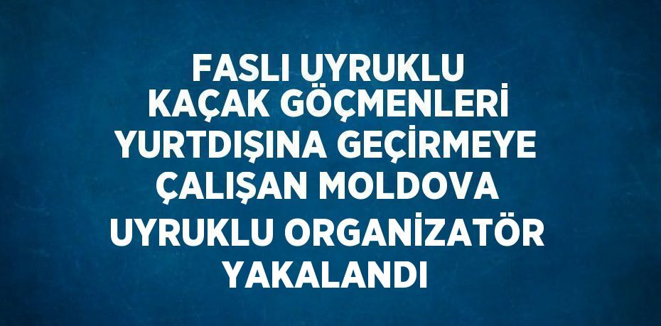 FASLI UYRUKLU KAÇAK GÖÇMENLERİ YURTDIŞINA GEÇİRMEYE ÇALIŞAN MOLDOVA UYRUKLU ORGANİZATÖR YAKALANDI