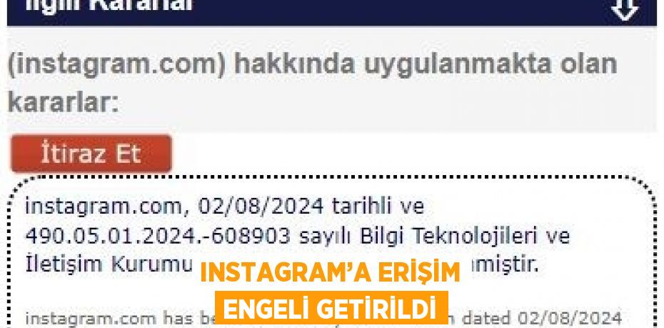 INSTAGRAM’A ERİŞİM ENGELİ GETİRİLDİ