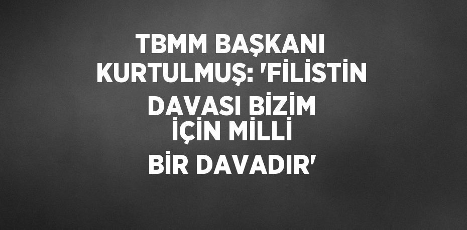 TBMM BAŞKANI KURTULMUŞ: 'FİLİSTİN DAVASI BİZİM İÇİN MİLLİ BİR DAVADIR'