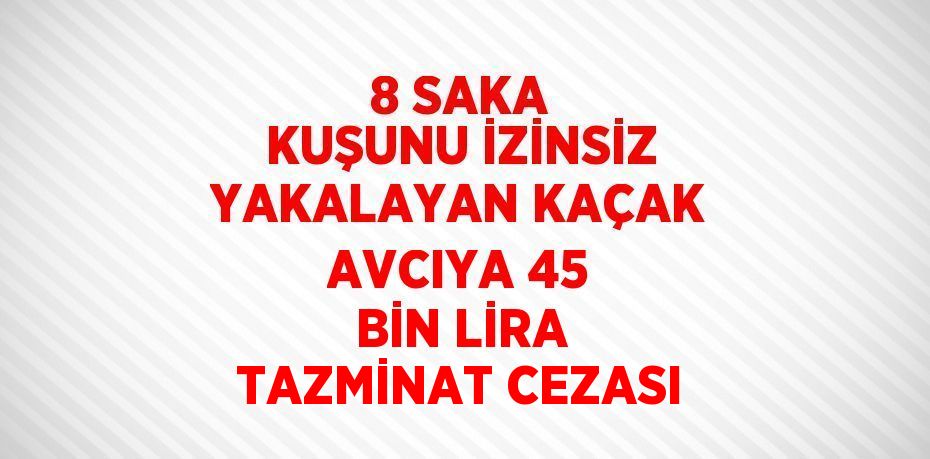 8 SAKA KUŞUNU İZİNSİZ YAKALAYAN KAÇAK AVCIYA 45 BİN LİRA TAZMİNAT CEZASI