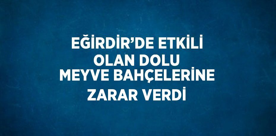 EĞİRDİR’DE ETKİLİ OLAN DOLU MEYVE BAHÇELERİNE ZARAR VERDİ