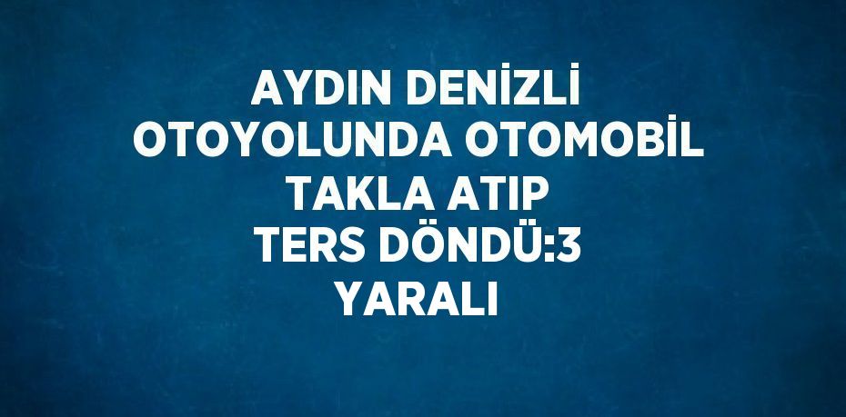 AYDIN DENİZLİ OTOYOLUNDA OTOMOBİL TAKLA ATIP TERS DÖNDÜ:3 YARALI