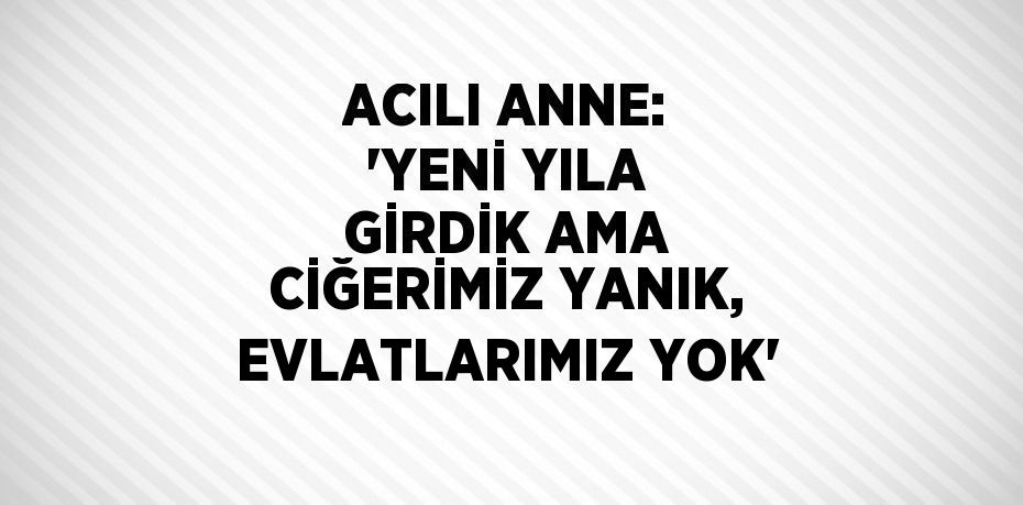 ACILI ANNE: 'YENİ YILA GİRDİK AMA CİĞERİMİZ YANIK, EVLATLARIMIZ YOK'