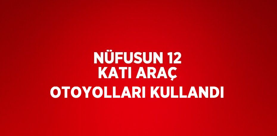 NÜFUSUN 12 KATI ARAÇ OTOYOLLARI KULLANDI