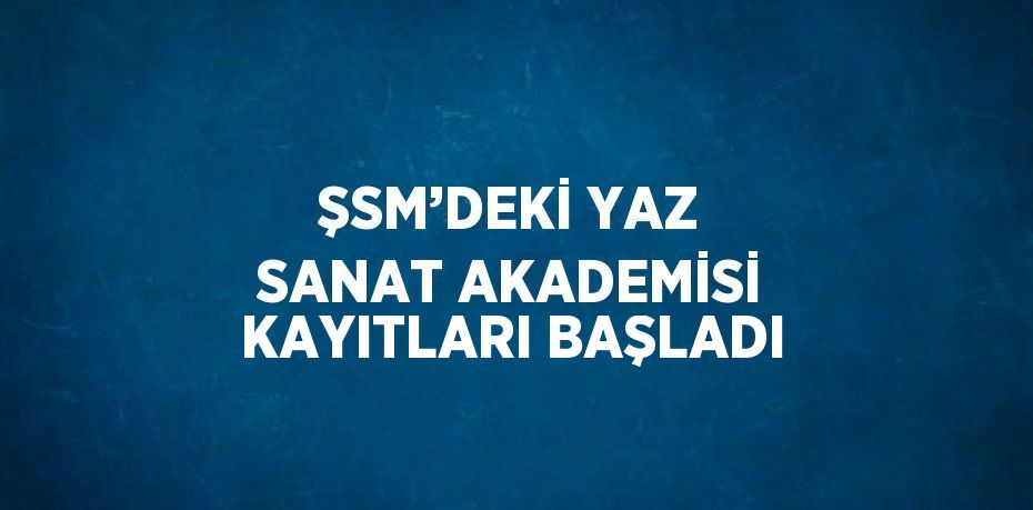 ŞSM’DEKİ YAZ SANAT AKADEMİSİ KAYITLARI BAŞLADI