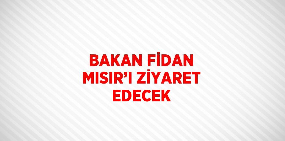 BAKAN FİDAN MISIR’I ZİYARET EDECEK