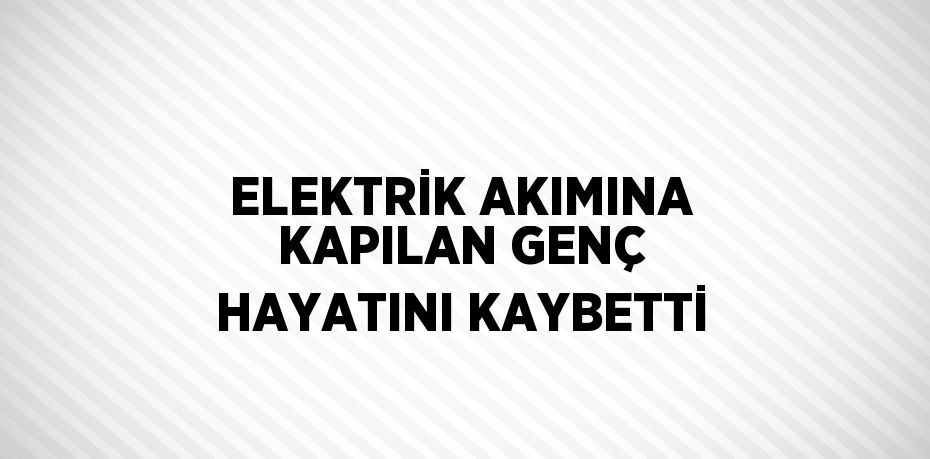 ELEKTRİK AKIMINA KAPILAN GENÇ HAYATINI KAYBETTİ