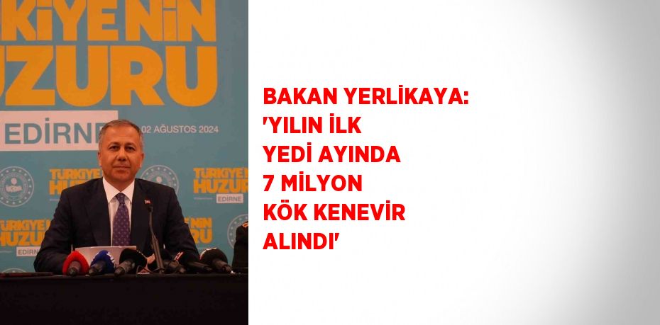 BAKAN YERLİKAYA: 'YILIN İLK YEDİ AYINDA 7 MİLYON KÖK KENEVİR ALINDI'