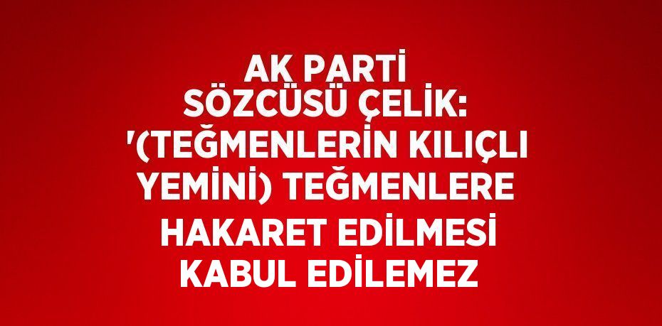 AK PARTİ SÖZCÜSÜ ÇELİK: '(TEĞMENLERİN KILIÇLI YEMİNİ) TEĞMENLERE HAKARET EDİLMESİ KABUL EDİLEMEZ