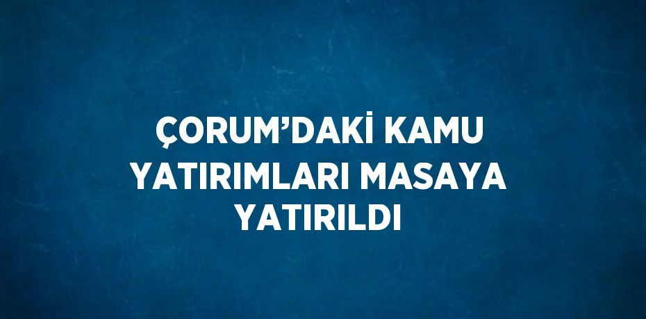 ÇORUM’DAKİ KAMU YATIRIMLARI MASAYA YATIRILDI