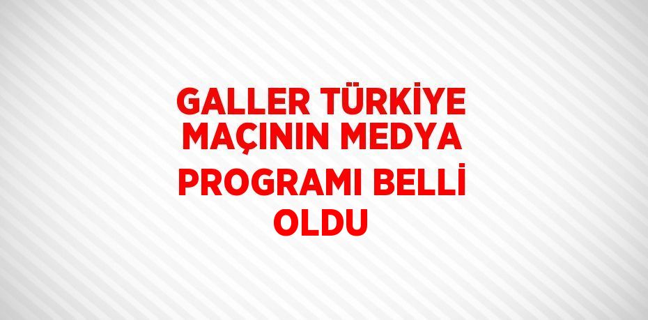 GALLER TÜRKİYE MAÇININ MEDYA PROGRAMI BELLİ OLDU