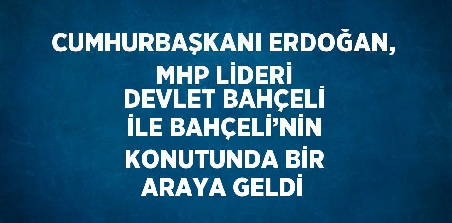 CUMHURBAŞKANI ERDOĞAN, MHP LİDERİ DEVLET BAHÇELİ İLE BAHÇELİ’NİN KONUTUNDA BİR ARAYA GELDİ