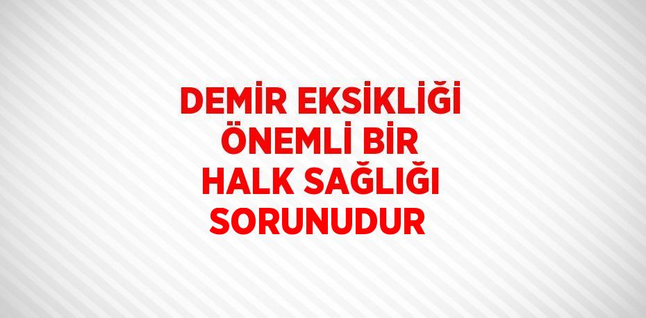 DEMİR EKSİKLİĞİ ÖNEMLİ BİR HALK SAĞLIĞI SORUNUDUR