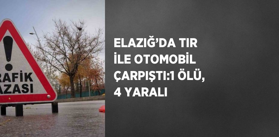 ELAZIĞ’DA TIR İLE OTOMOBİL ÇARPIŞTI:1 ÖLÜ, 4 YARALI