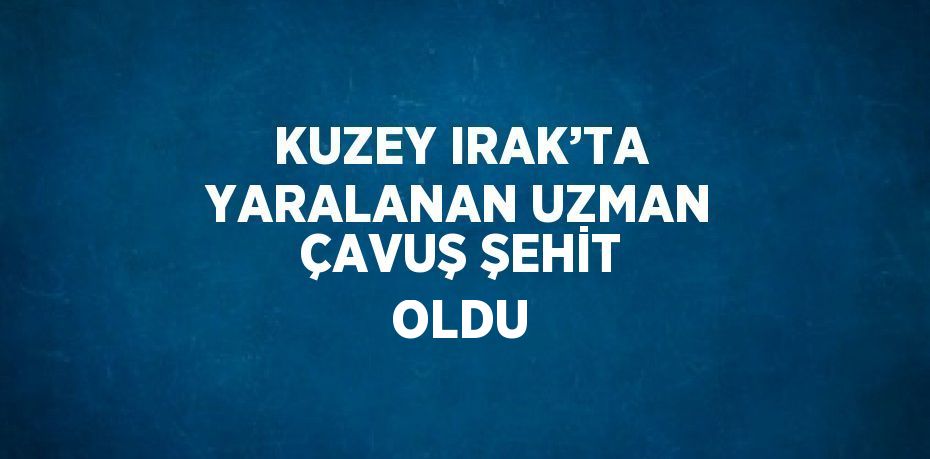 KUZEY IRAK’TA YARALANAN UZMAN ÇAVUŞ ŞEHİT OLDU