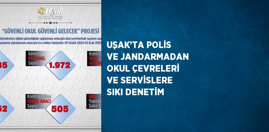 UŞAK’TA POLİS VE JANDARMADAN OKUL ÇEVRELERİ VE SERVİSLERE SIKI DENETİM