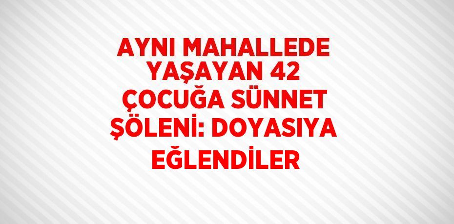 AYNI MAHALLEDE YAŞAYAN 42 ÇOCUĞA SÜNNET ŞÖLENİ: DOYASIYA EĞLENDİLER