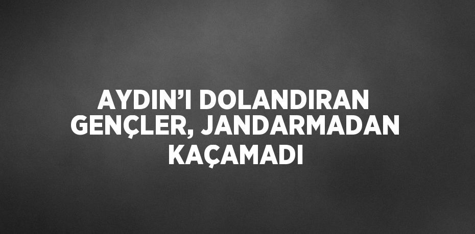 AYDIN’I DOLANDIRAN GENÇLER, JANDARMADAN KAÇAMADI