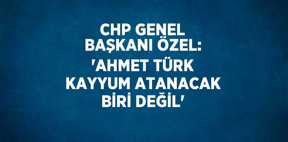 CHP GENEL BAŞKANI ÖZEL: 'AHMET TÜRK KAYYUM ATANACAK BİRİ DEĞİL'