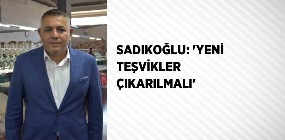 SADIKOĞLU: 'YENİ TEŞVİKLER ÇIKARILMALI'