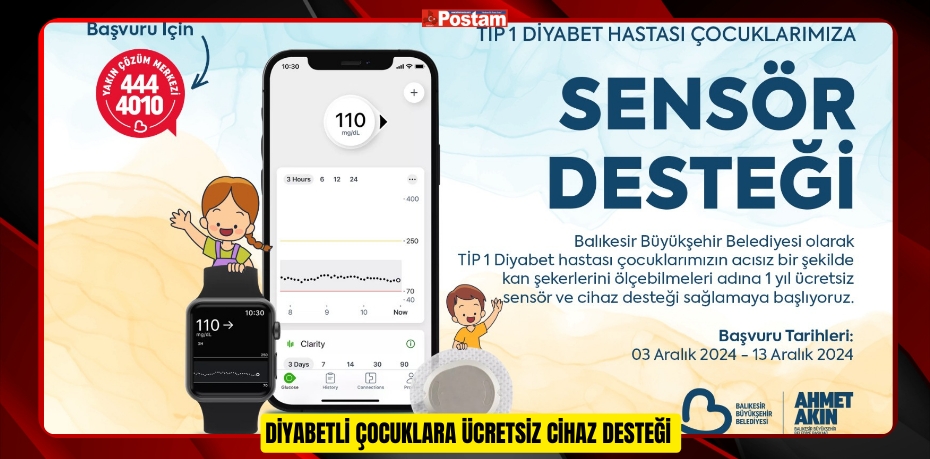 DİYABETLİ ÇOCUKLARA ÜCRETSİZ CİHAZ DESTEĞİ