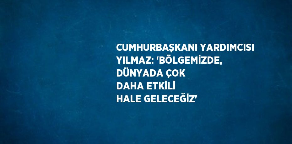 CUMHURBAŞKANI YARDIMCISI YILMAZ: 'BÖLGEMİZDE, DÜNYADA ÇOK DAHA ETKİLİ HALE GELECEĞİZ'