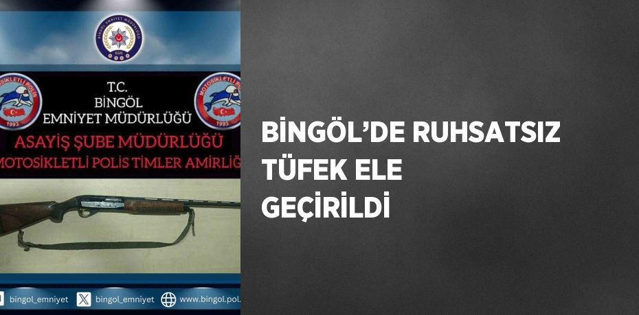 BİNGÖL’DE RUHSATSIZ TÜFEK ELE GEÇİRİLDİ