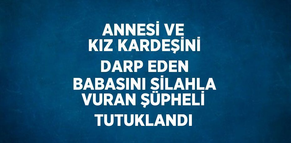 ANNESİ VE KIZ KARDEŞİNİ DARP EDEN BABASINI SİLAHLA VURAN ŞÜPHELİ TUTUKLANDI