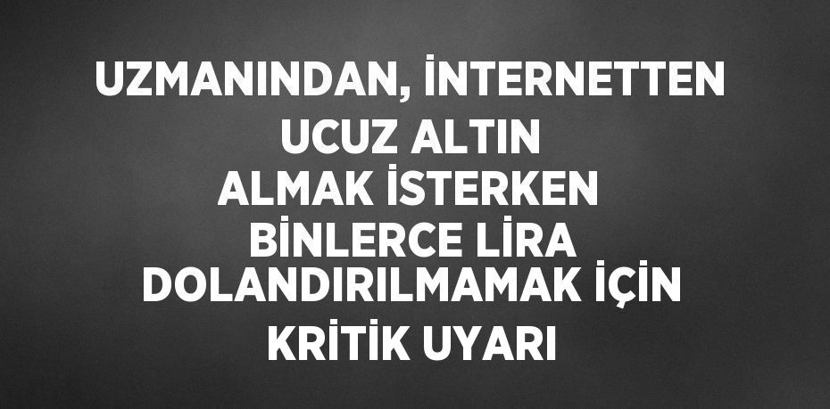 UZMANINDAN, İNTERNETTEN UCUZ ALTIN ALMAK İSTERKEN BİNLERCE LİRA DOLANDIRILMAMAK İÇİN KRİTİK UYARI