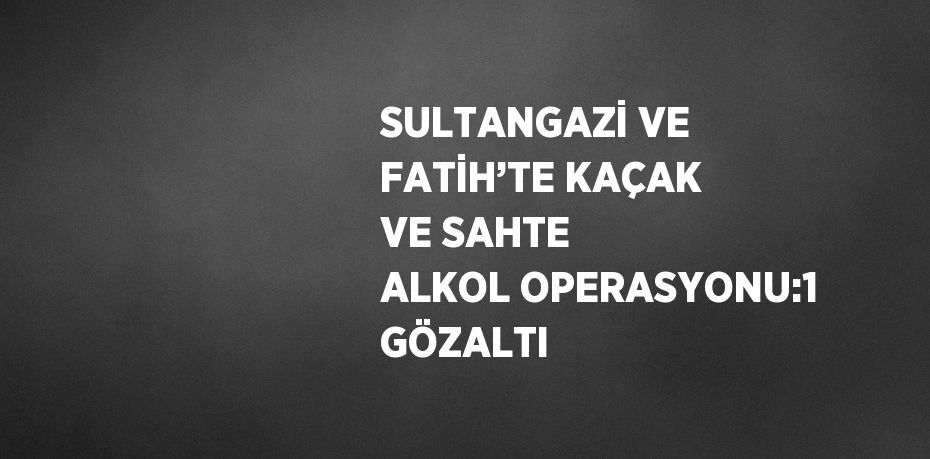 SULTANGAZİ VE FATİH’TE KAÇAK VE SAHTE ALKOL OPERASYONU:1 GÖZALTI