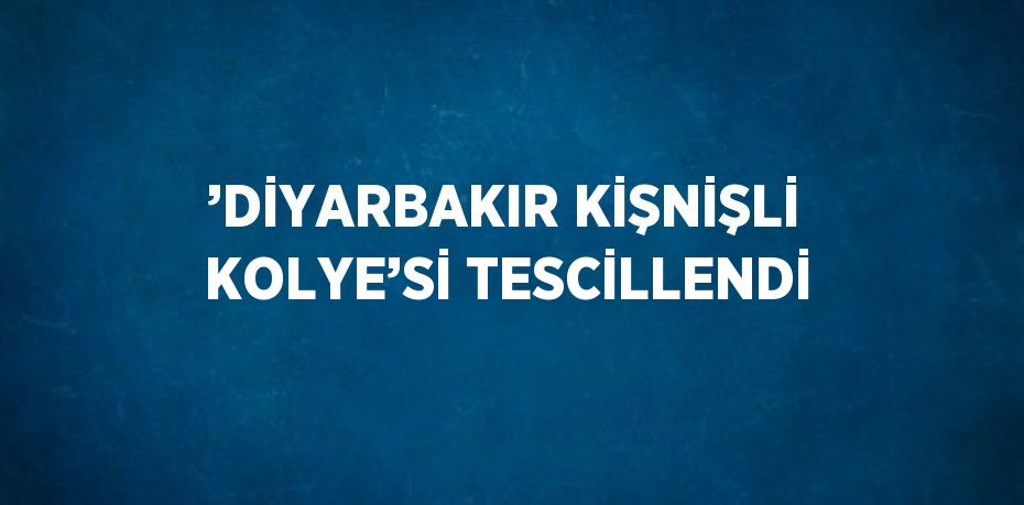 ’DİYARBAKIR KİŞNİŞLİ KOLYE’Sİ TESCİLLENDİ