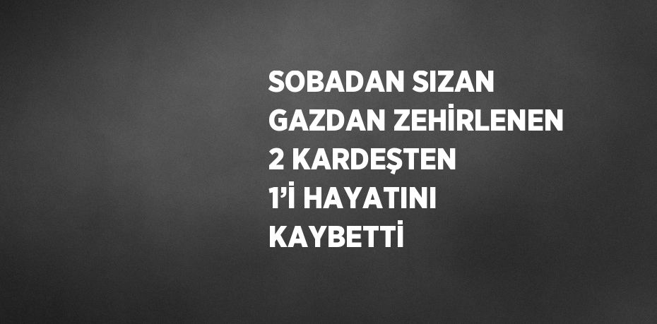 SOBADAN SIZAN GAZDAN ZEHİRLENEN 2 KARDEŞTEN 1’İ HAYATINI KAYBETTİ