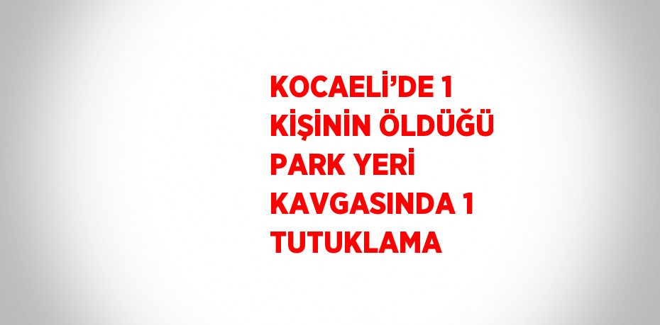 KOCAELİ’DE 1 KİŞİNİN ÖLDÜĞÜ PARK YERİ KAVGASINDA 1 TUTUKLAMA