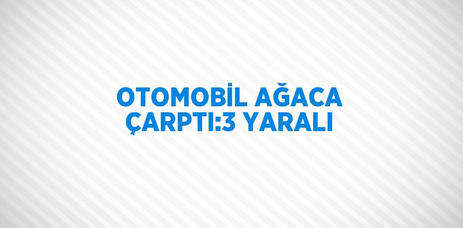 OTOMOBİL AĞACA ÇARPTI:3 YARALI