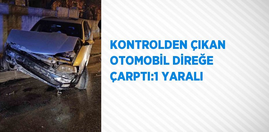 KONTROLDEN ÇIKAN OTOMOBİL DİREĞE ÇARPTI:1 YARALI