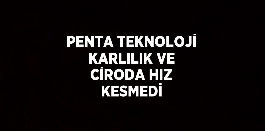 PENTA TEKNOLOJİ KARLILIK VE CİRODA HIZ KESMEDİ