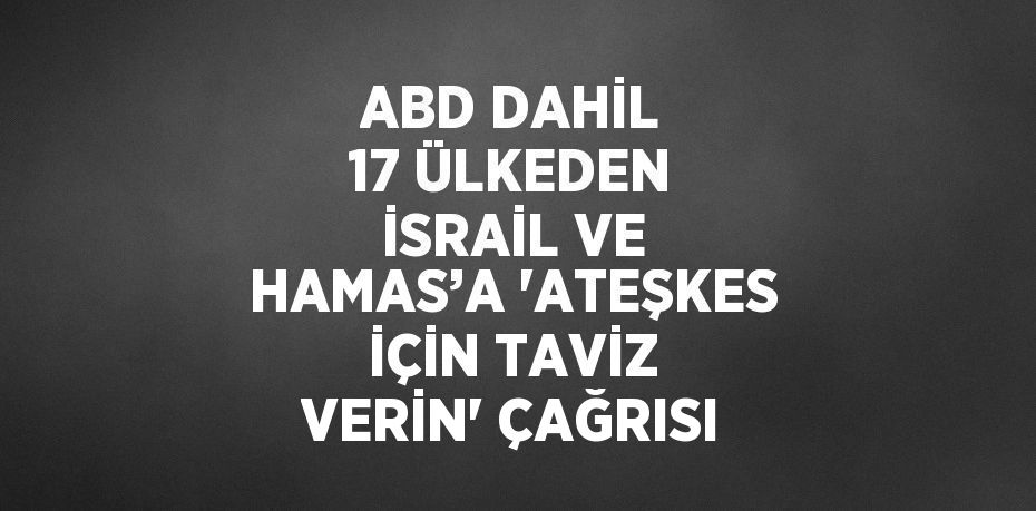 ABD DAHİL 17 ÜLKEDEN İSRAİL VE HAMAS’A 'ATEŞKES İÇİN TAVİZ VERİN' ÇAĞRISI