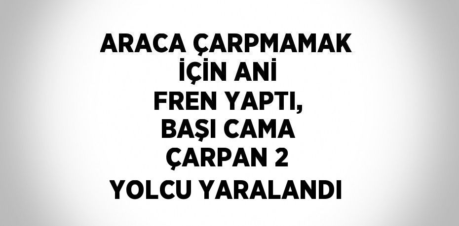 ARACA ÇARPMAMAK İÇİN ANİ FREN YAPTI, BAŞI CAMA ÇARPAN 2 YOLCU YARALANDI