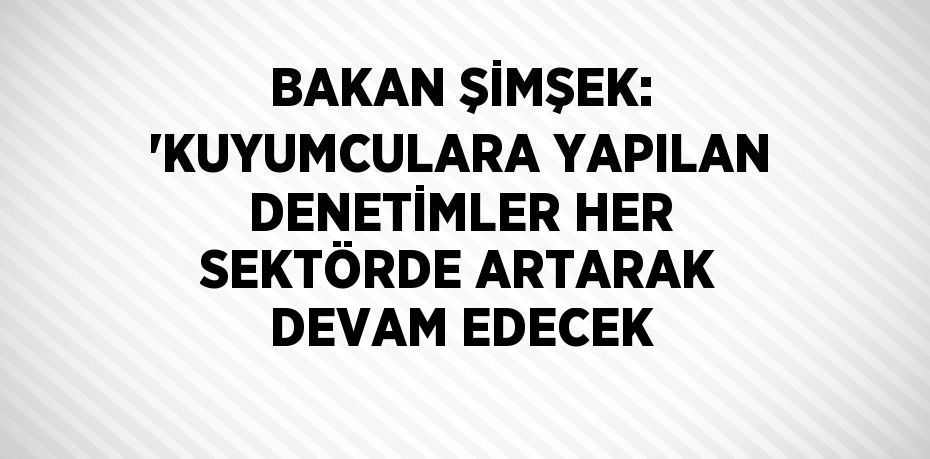 BAKAN ŞİMŞEK: 'KUYUMCULARA YAPILAN DENETİMLER HER SEKTÖRDE ARTARAK DEVAM EDECEK