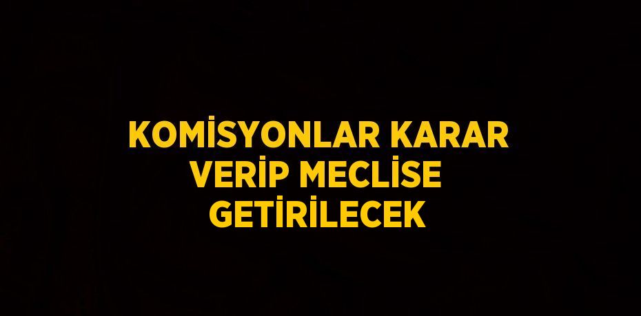 KOMİSYONLAR KARAR VERİP MECLİSE GETİRİLECEK