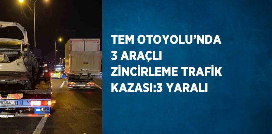 TEM OTOYOLU’NDA 3 ARAÇLI ZİNCİRLEME TRAFİK KAZASI:3 YARALI