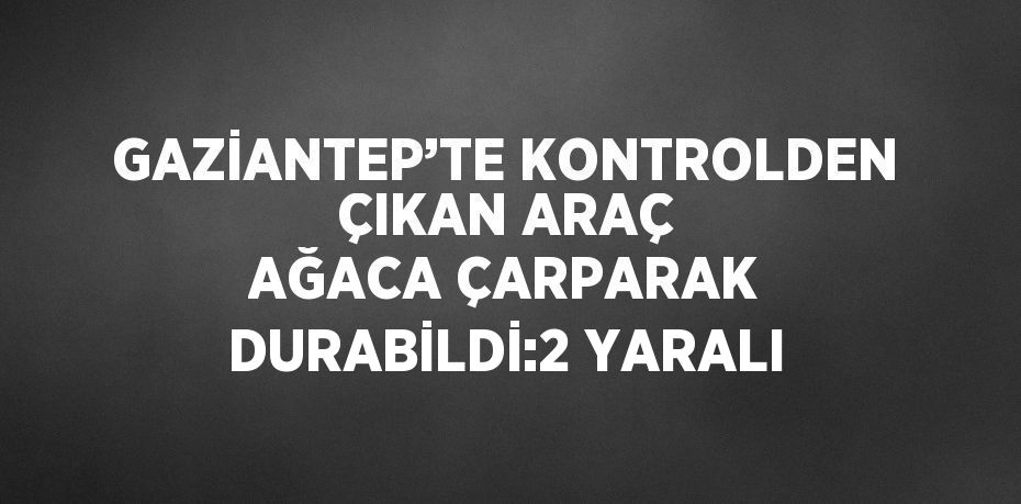 GAZİANTEP’TE KONTROLDEN ÇIKAN ARAÇ AĞACA ÇARPARAK DURABİLDİ:2 YARALI