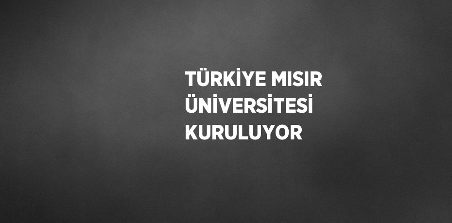 TÜRKİYE MISIR ÜNİVERSİTESİ KURULUYOR